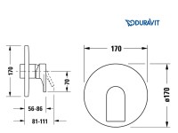 MEDIDAS MONOMANDO DUCHA EMPOTRADO TULUM DURAVIT